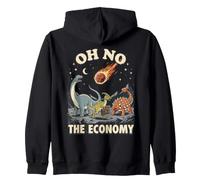 Oh No The Economy Dinosaur Meteor Extinction Zip Hoodie