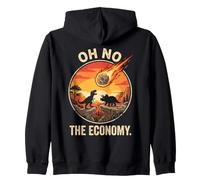 Oh No The Economy Dinosaur Meteor Extinction Zip Hoodie