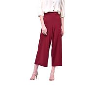 Oh! Pretty Women's 3/4 Length Cropped Culottes Summer Trousers for Women UK (as8, Numeric, Numeric_8, Numeric_10, Regular, Regular, Wine)