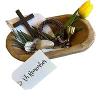 Oh Remember Kit- Symbols of The Easter Resurrection, Christian Easter Decor Tray Faith Keepsake Set, with Wooden Prayer Bowl, Religious Holy Week Gifts Bible Decoration