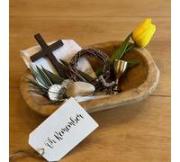 Oh Remember Kit-Symbols of The Easter Resurrection, Handmade Faith Keepsake Set with Wooden Prayer Bowl, Christian Easter Decor Tray Set for Home Office Tabletop Religious Gifts