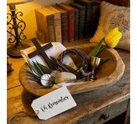 Oh Remember Kit, Symbols of The Easter Resurrection, Religious Christian Easter Decorations Tray Set Faith Keepsake, Wooden Prayer Bowl Religious Easters Resurrection Scene Set, for Home Offices