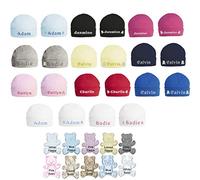 Oh Sew Simple 100% Super Soft Double Layered Cotton Personalised Embroidered Baby Hat - Available in 3 Sizes and 8 Colours to Choose from Multicoloured