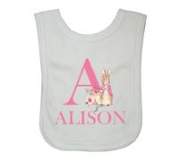 Oh Sew Simple BABY'S GIRLS BABY RABBIT ALPHABET PERSONALISED BABY BIB - WITH PRINTED NAME