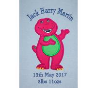 Oh Sew Simple Barney Personalised Super Soft Fleece Baby Blanket (02 Blue)