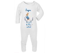 Oh Sew Simple Boys Baby Rabbit *Love You To The Moon* Sublimation Printed Babygrow - Personalised With The Name Of Your Choice - Available In 3 Sizes 0-3M - 3-6M & 6-12M (6-12 Months)