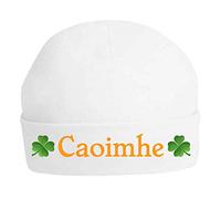 Oh Sew Simple Girls Four-Leafed Clover St Patrick’s Day Personalised Double Layered Cotton Baby Hat - Printed with Name (Max 11 Letters)