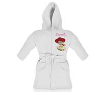 Oh Sew Simple Jessica Girls Personalised Fleece Dressing Gown/Bathrobe (White) (4-5 Years)