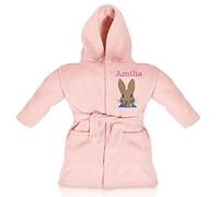 Oh Sew Simple Rabbit Head Pink Age 1-6 Years Personalised & Applique Super Soft Fleece Dressing Gown/Bathrobe (5-6 Years)