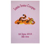 Oh Sew Simple Sleeping Tigger Style Personalised Applique Super Soft Fleece Blanket (Baby Pink)