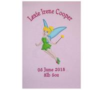 Oh Sew Simple Tinkerbell Fairy Personalised Applique Super Soft Fleece Baby Blanket - CHOICE OF BLANKET COLOURS AVAILABLE AT CUSTOMISATION POINT