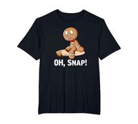 Oh Snap Gingerbread Cookie Man Broken Leg Ampututtes T-Shirt, Men's Big and Tall, Black, 4X Tall