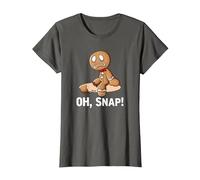 Oh Snap Gingerbread Cookie Man Broken Leg Ampututtes T-Shirt, Women, Asphalt Grey, 3X-Large