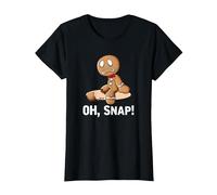 Oh Snap Gingerbread Cookie Man Broken Leg Ampututtes T-Shirt, Women, Black, 3X-Large