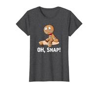 Oh Snap Gingerbread Cookie Man Broken Leg Ampututtes T-Shirt, Women, Dark Heather Grey, Large