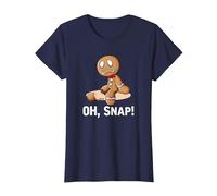 Oh Snap Gingerbread Cookie Man Broken Leg Ampututtes T-Shirt, Women, Navy Blue, X-Large