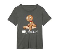 Oh Snap Gingerbread Cookie Man Broken Leg Ampututtes T-Shirt, Women's Plus, Asphalt Grey, 5X