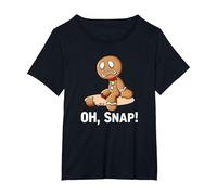 Oh Snap Gingerbread Cookie Man Broken Leg Ampututtes T-Shirt, Women's Plus, Black, 1X