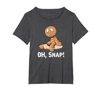 Oh Snap Gingerbread Cookie Man Broken Leg Ampututtes T-Shirt, Women's Plus, Dark Heather Grey, 4X
