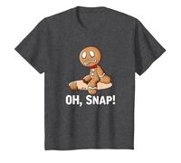 Oh Snap Gingerbread Cookie Man Broken Leg Ampututtes T-Shirt, Youth, Dark Heather Grey, X-Small
