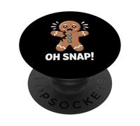 Oh Snap Gingerbread Man Christmas Cookie Pun Humor PopSockets Adhesive PopGrip