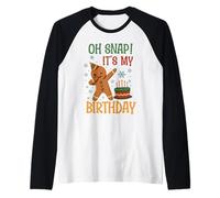 Oh Snap It's My Birthday Gingerbread Christmas Men Women Raglan Baseball Tee