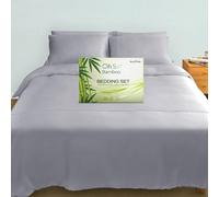 Oh So Bamboo 3 Piece Bedding Set - Harbour Mist - Single - Embroidered Design - 100% Organic Bamboo Viscose Cooling Silky Soft & Smooth - Luxurious Comfort for a Restful Sleep - Hypoallergenic