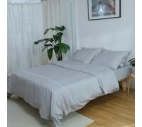 Oh So Bamboo Duvet Cover - Harbour Mist - King - Embroidered Design - 100% Organic Bamboo Viscose Breathable Bedding Silky Soft & Smooth - Hidden Zip & Corner Ties - Hypoallergenic - 230x200 cm