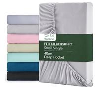Oh So Bamboo Fitted Bedsheet - Silver Grey - Small Single - 100% Organic Bamboo Viscose Cooling Silky Soft & Smooth - 40cm (16 in) Deep All Around Elastic - Eco-Friendly & Hypoallergenic 80x200 cm