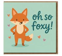Oh So Foxy Love Card - Cute Fox with Hearts - Romantic Pun Anniversary or Valentine's Day Card - Blank Inside