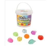 Oh So Sensory Jumbo Squishmeez, Glitter Finish Sensory Toys, 8 Pack Animal Squishies with Storage Tub, Ages 3+