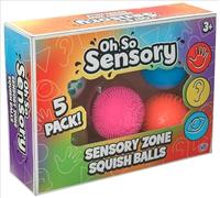 Oh So Sensory Squish Balls, Sensory Zone Textured Stress Relief Balls, 5 Pack, Ages 3+