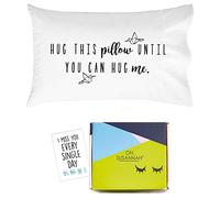 Oh, Susannah Gift Ready Hug This Pillow Until You Can Hug Me Pillowcase Gift Kit Card Included - Long Distance Relationship Gift (20"x30" Fits Standard or Queen Pillows)