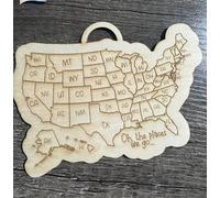Oh the Places We Go US Travel Check Off Map,Wooden Where I've Been Wall Sign,United States Travel Adventure Ornament,USA 50 states Map