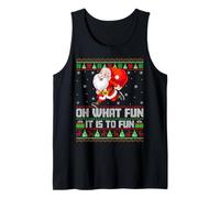 Oh What Fun is It to Run Funny Santa Running Ugly Christmas Tank Top