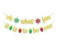 Oh What Fun It Is To Be One Banner Pre-strung for Christmas First 1st Birthday Party Supplies Decorations