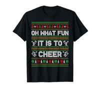 Oh What Fun It is to Cheer Ugly Christmas PJs Cheerleading T-Shirt
