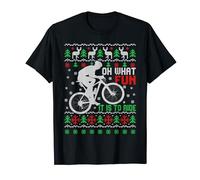 Oh What Fun It Is To Ride Bicycle Cyclist Ugly Christmas T-Shirt