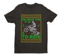 Oh What Fun It is to Ride - Biker - Funny Graphic Men's T-Shirt - Casual Printed Tee - Great Gift for Dad, Husband or Brother - Black - L