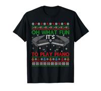 Oh What Fun It's to Play Piano Music Pianist Ugly Christmas T-Shirt