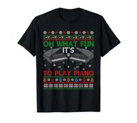 Oh What Fun It's to Play Piano Ugly Christmas Sweaters PJs T-Shirt