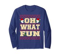 Oh What Fun Retro Holiday Arcade Sweater Style Long Sleeve T-Shirt