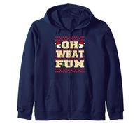 Oh What Fun Retro Holiday Arcade Sweater Style Zip Hoodie