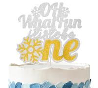 Oh What Fun To Be One Cake Topper - Glitter Oh What Fun To Be One Birthday Party Decorations for 1st Party Supplies