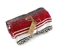 Oh Yeah Mexican Falsa Blanket | Boho Festival Mexican Blanket or Throw 120 x 185 cm (Red)