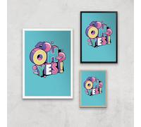 Oh Yes! Art Print - A4 - Wooden Frame