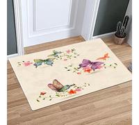 OHAGS Microfiber Soft Bath Mat,Non-slip Bathroom Mats,Machine-washable Shower Water Absorbent Bath Rug Durable,Butterfly Pattern on Vintage Style Background Wings Butterfly Transformation,16x24 in