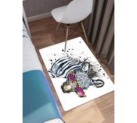OHAGS Microfiber Soft Bath Mat,Non-slip Bathroom Mats,Machine-washable Shower Water Absorbent Bath Rug Durable,Watercolor painting of zebra wearing purple trendy sunglasses,24x35 in