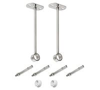 Ohamtes 2Pcs ID25mm (1"), L300mm, clothes rail mounting bracket, shower curtain closet tie rod support frame, curtain rod flange socket, suitable for ceiling or wall mounting
