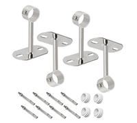 Ohamtes 4Pcs ID25 mm (1"), L100mm, clothes rail mounting bracket, shower curtain closet tie rod support frame, curtain rod flange socket, suitable for ceiling or wall mounting